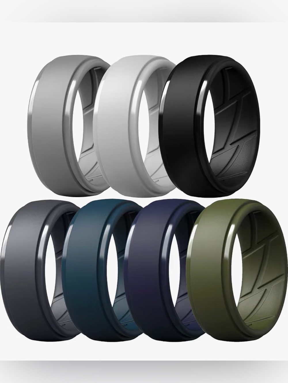 ThunderFit Men's Silicone Rings 10mm Wide 2.5mm Thick Rubber Bands, Muli Pack